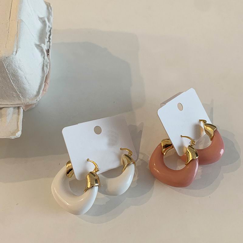 Fashion Designer Resin Hoop Earrings Personality New Jewelry For Women Beige Pink pendientes