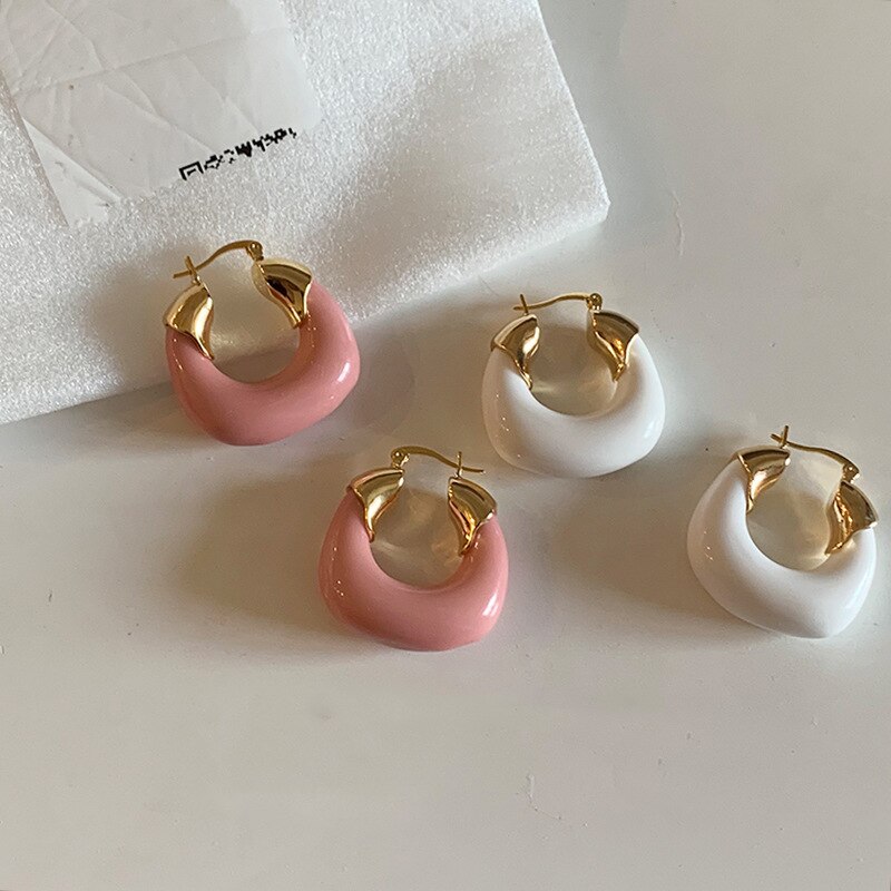 Pink Hoop Earrings Personality