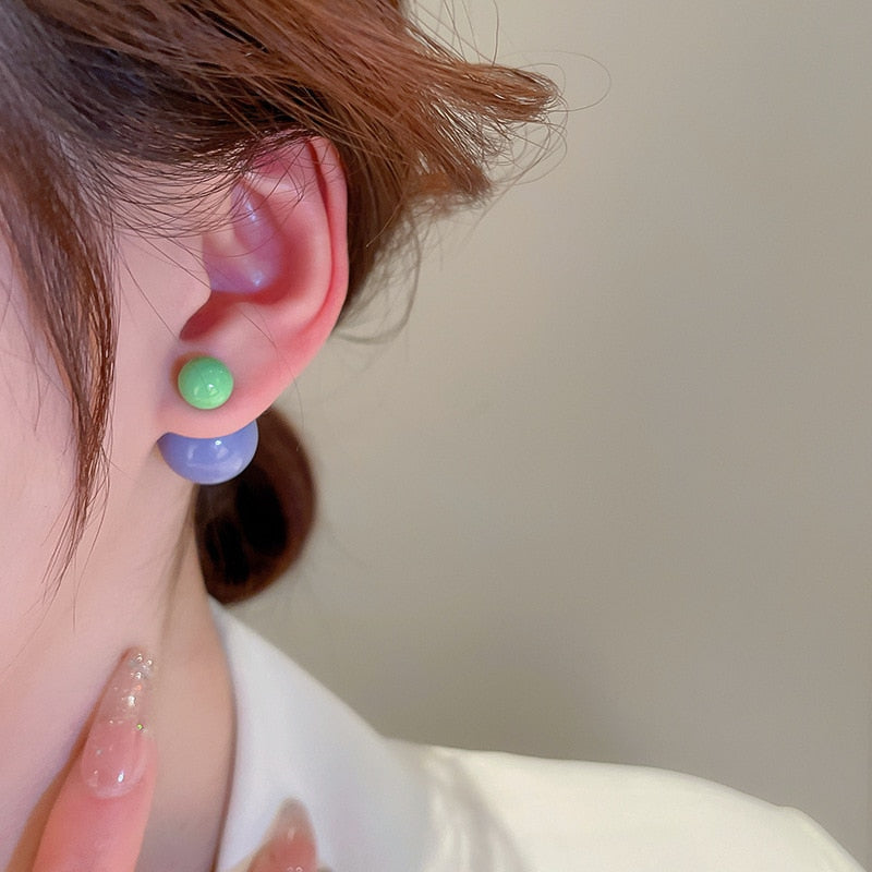 Candy Colors Cute Spring Summer Ball Stud Earrings
