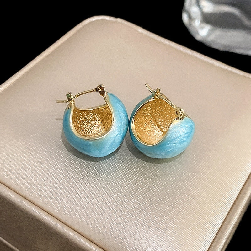 Korean Style Spring Summer Hollow Out Ball Earrings Candy Colors Blue Beige Pendientes Mujer