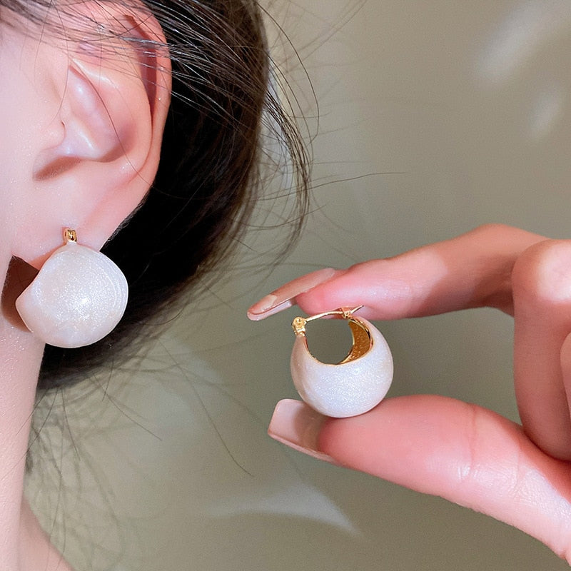 Korean Style Spring Summer Hollow Out Ball Earrings Candy Colors Blue Beige Pendientes Mujer